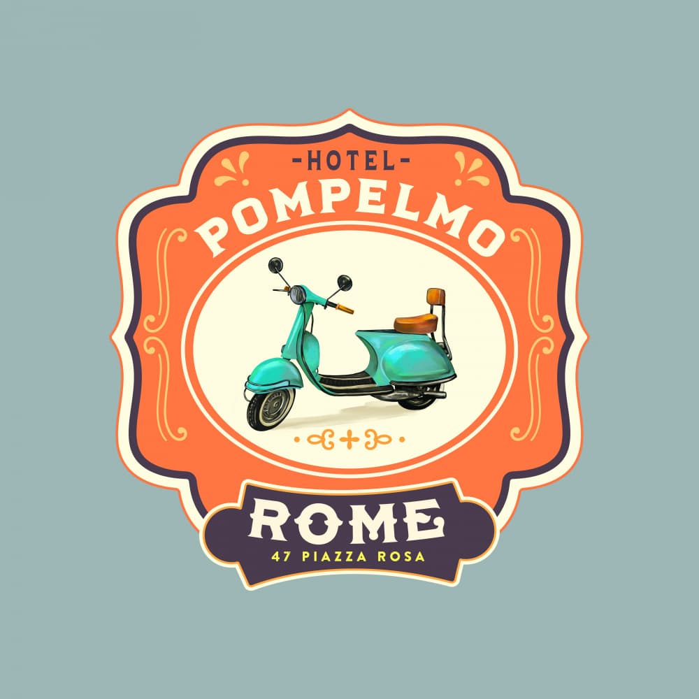 Hotel Pompelmo Rome Travel Poster by The Whiskey Ginger — canvas wall art