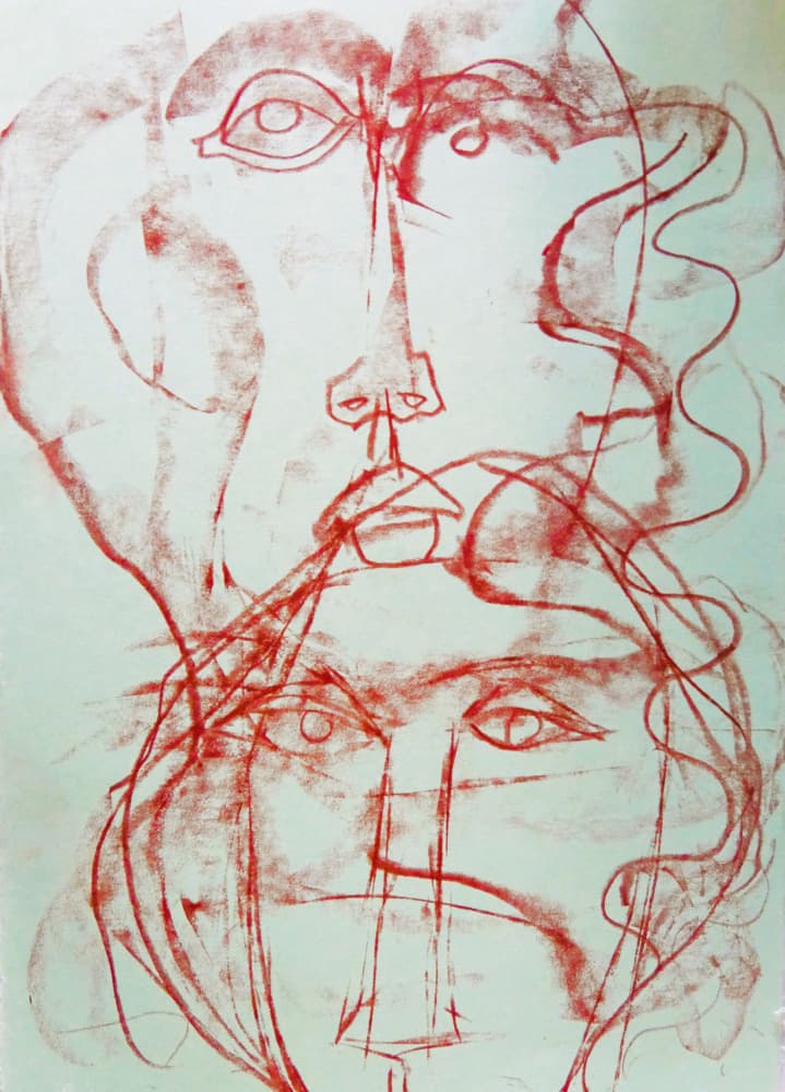 Two Abstract Faces by Doris Schmitz — canvas wall art