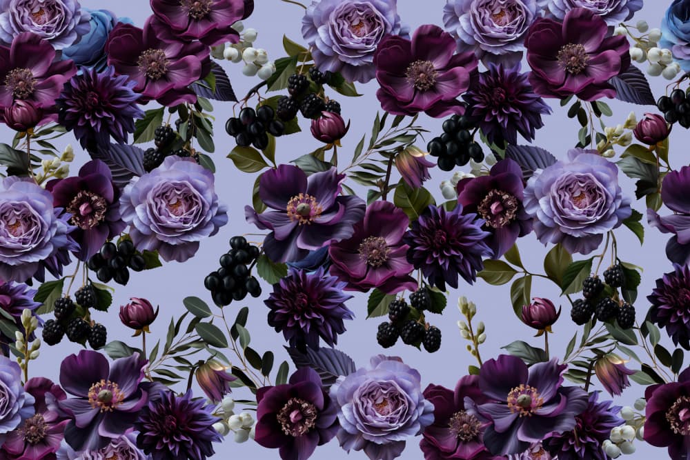 Dark Purple Garden Blooms by Sue Skellern — canvas wall art