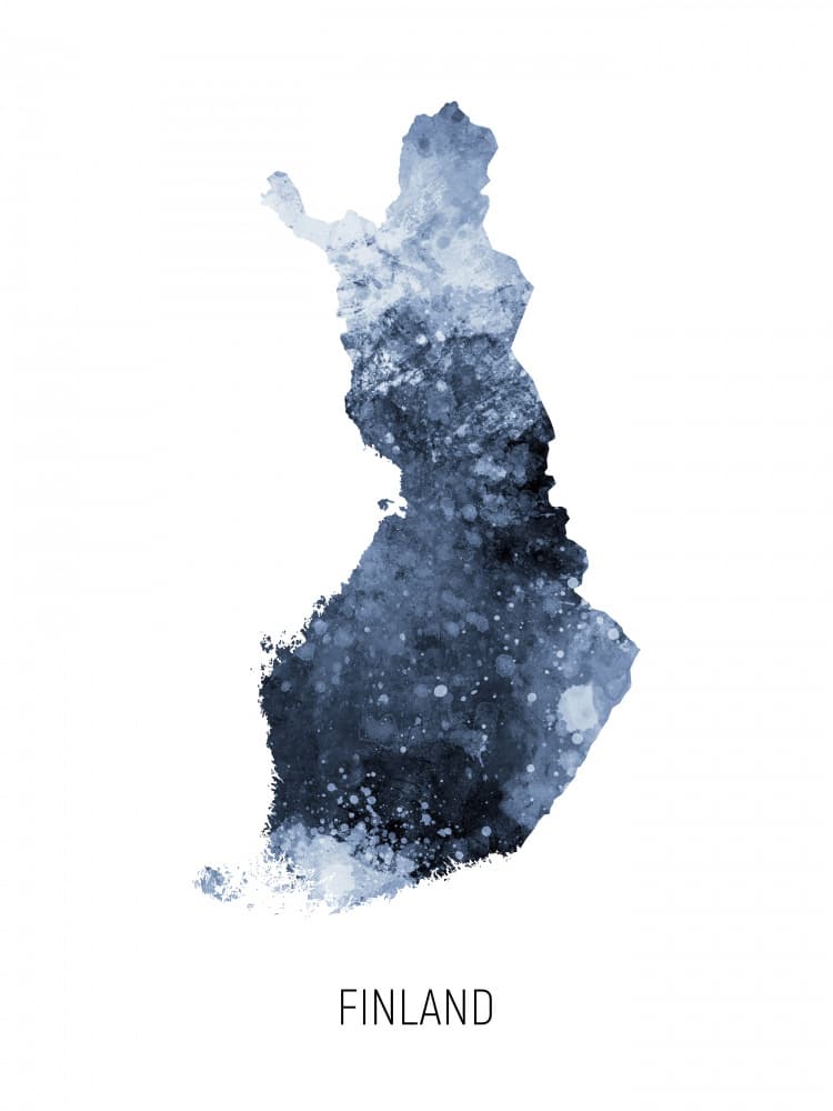 Finland Watercolor Map by Michael Tompsett — canvas wall art