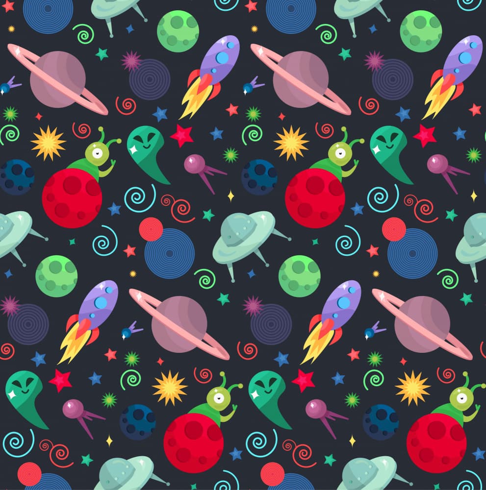 Cute Alien Galaxy by Marika Barsrsind — canvas wall art