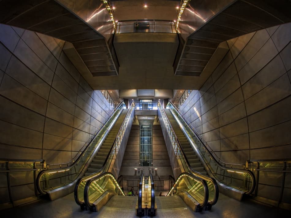 Modern Subway Escalators by Stefan Nielsen — canvas wall art