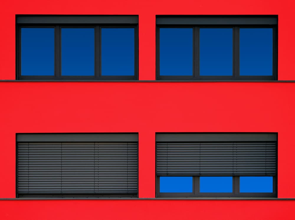 Modern Red Facade by Hans-Wolfgang Hawerkamp — canvas wall art
