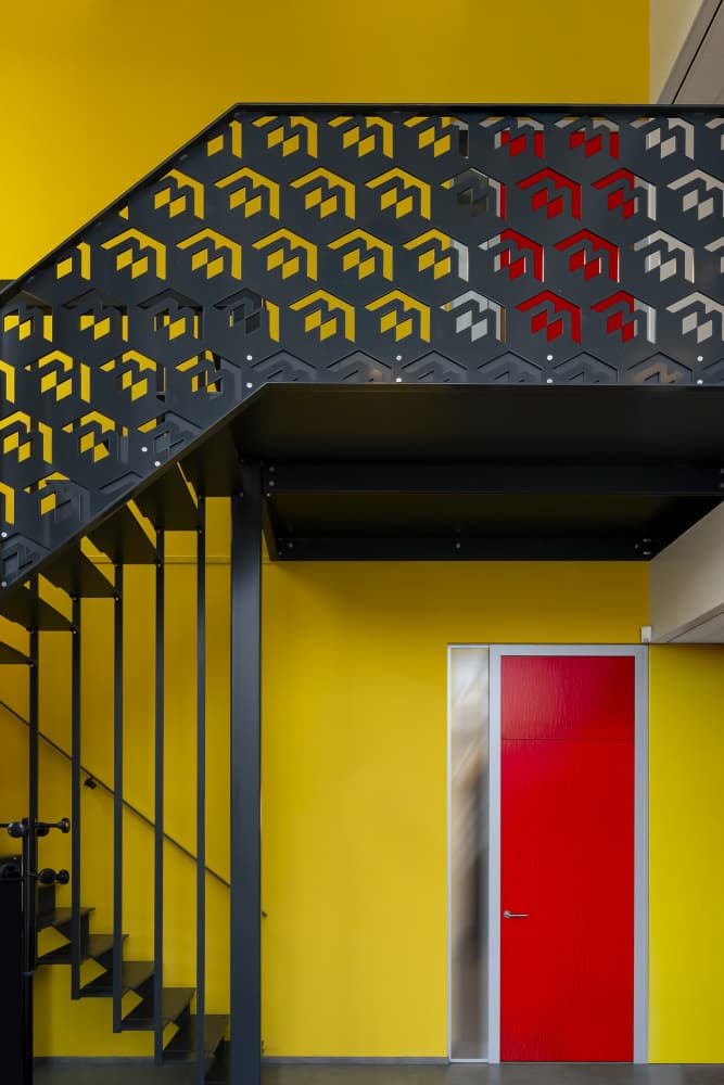 Geometric Staircase Red Door by Greetje van Son — canvas wall art