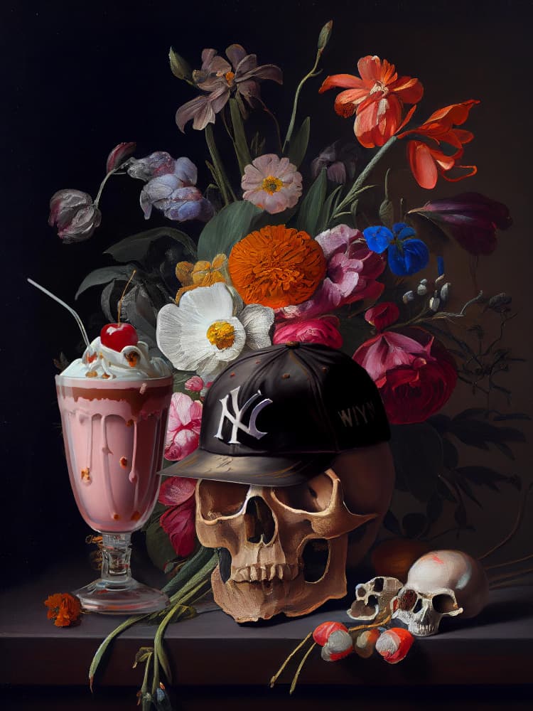 Skull Still Life by Dikhotomy — canvas wall art