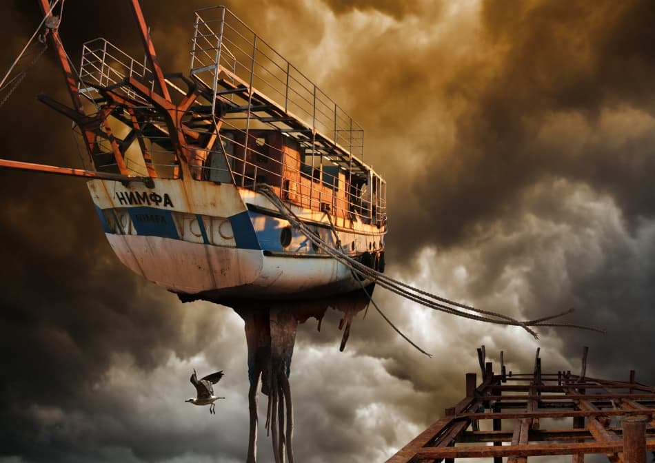 Dramatic Flying Ship by Radoslav Penchev — canvas wall art