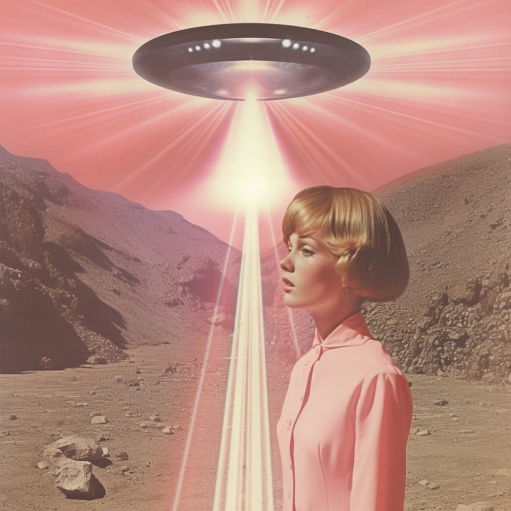 Woman Under UFO Beam by Samantha Hearn — canvas wall art