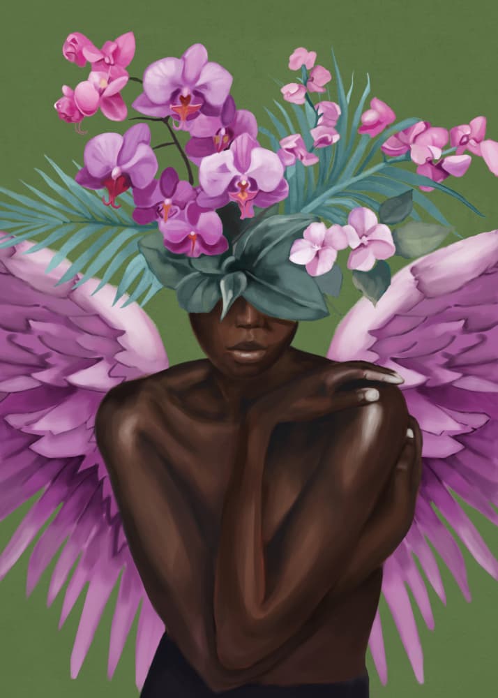 Tropical Orchid Woman by Nadjaa — canvas wall art