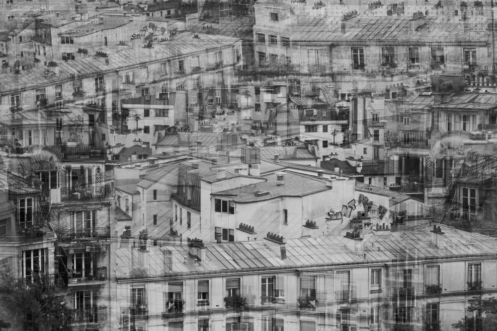 Layered City Rooftops by Cindy Liu — canvas wall art