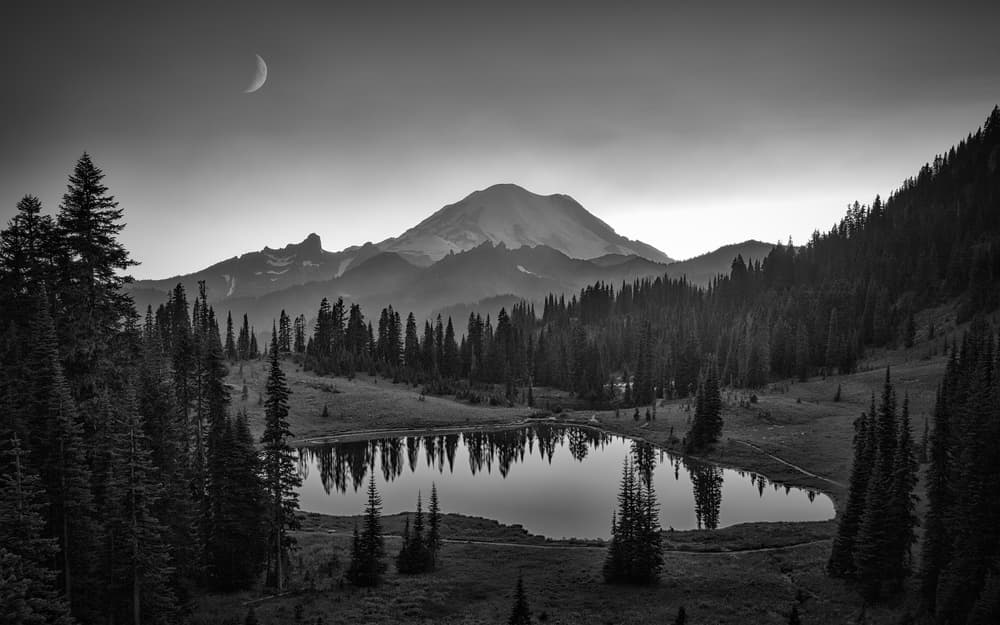 Moonlit Mountain Lake by Michael Zheng — canvas wall art