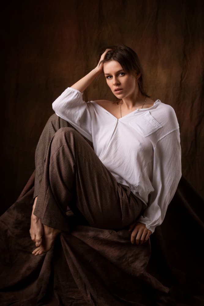 Pensive Woman Portrait by Leonid Markachev — canvas wall art