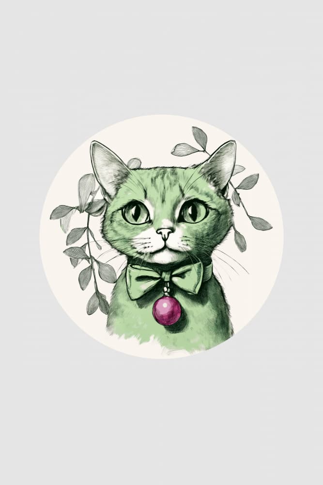 Whimsical Green Cat by casa cartissi — canvas wall art