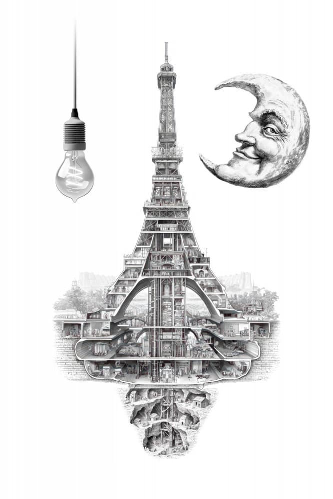 Surreal Eiffel Tower Interior by Rafal Kulik — canvas wall art