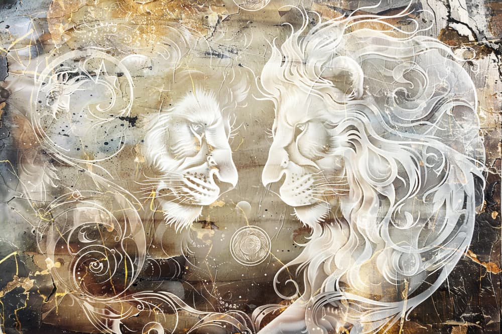 Golden Lion Spirits by Rafal Kulik — canvas wall art
