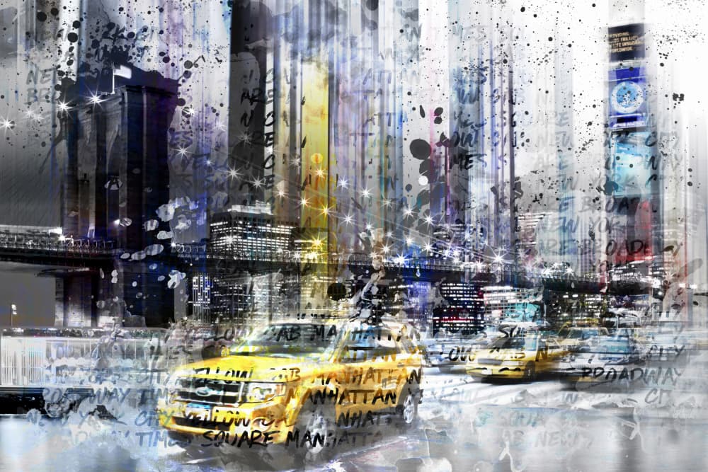 Vibrant New York Taxis by Melanie Viola — canvas wall art
