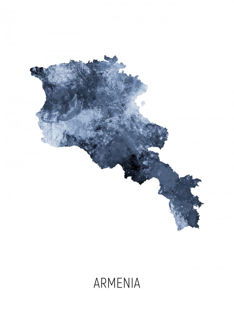 Armenia Map Blue Tones by Michael Tompsett — canvas wall art