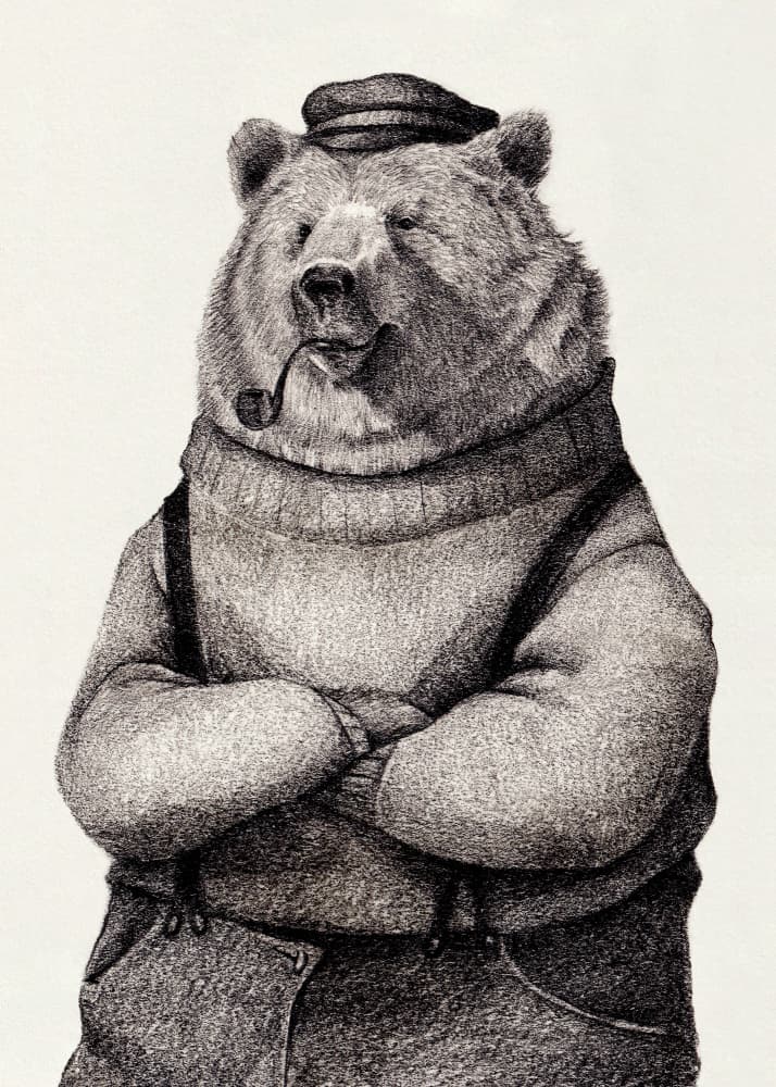 Bear In Vintage Attire by Mike Koubou — canvas wall art