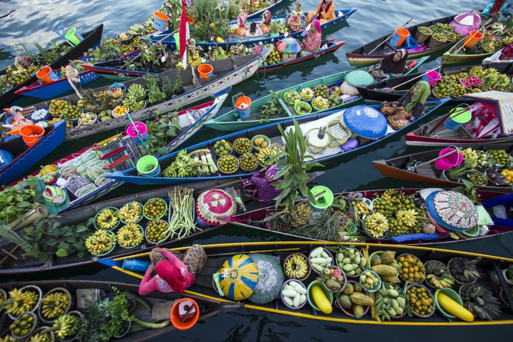 Vibrant Floating Market by Fauzan Maududdin — canvas wall art