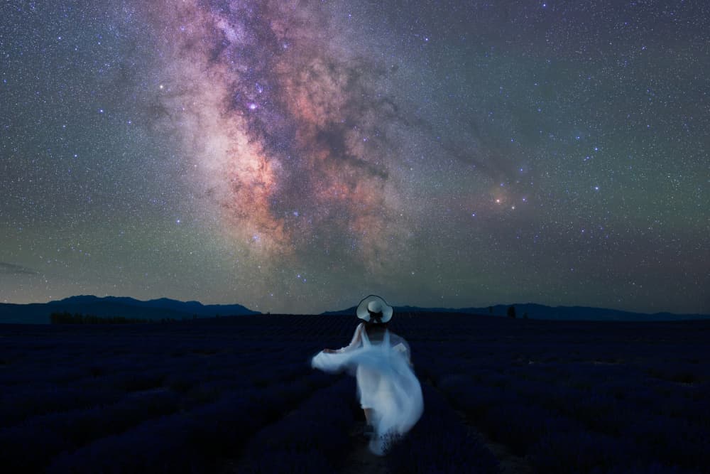 Milky Way Lavender Field by Simoon — canvas wall art