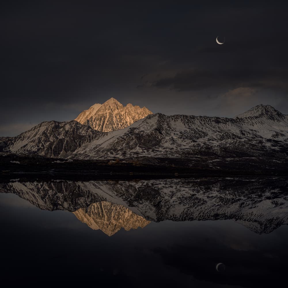 Golden Peak Reflection by Cai  ning — canvas wall art