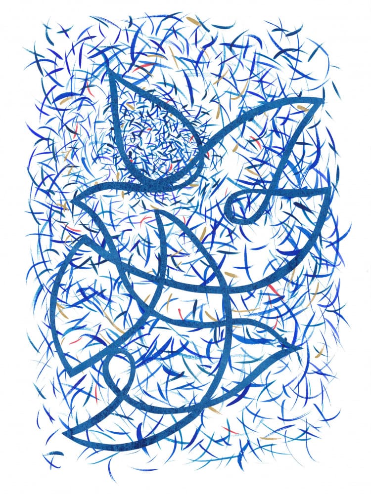 Blue Abstract Dove by Isabelle Brent — canvas wall art