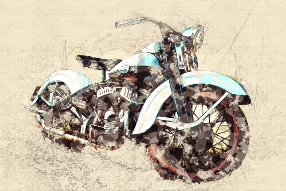 Classic Motorcycle Painting by Lembayung senja studio [Vintage Poster] — canvas wall art