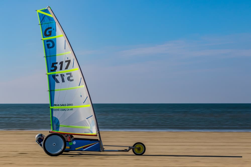 Land Yacht On Beach by Luc Stalmans — canvas wall art