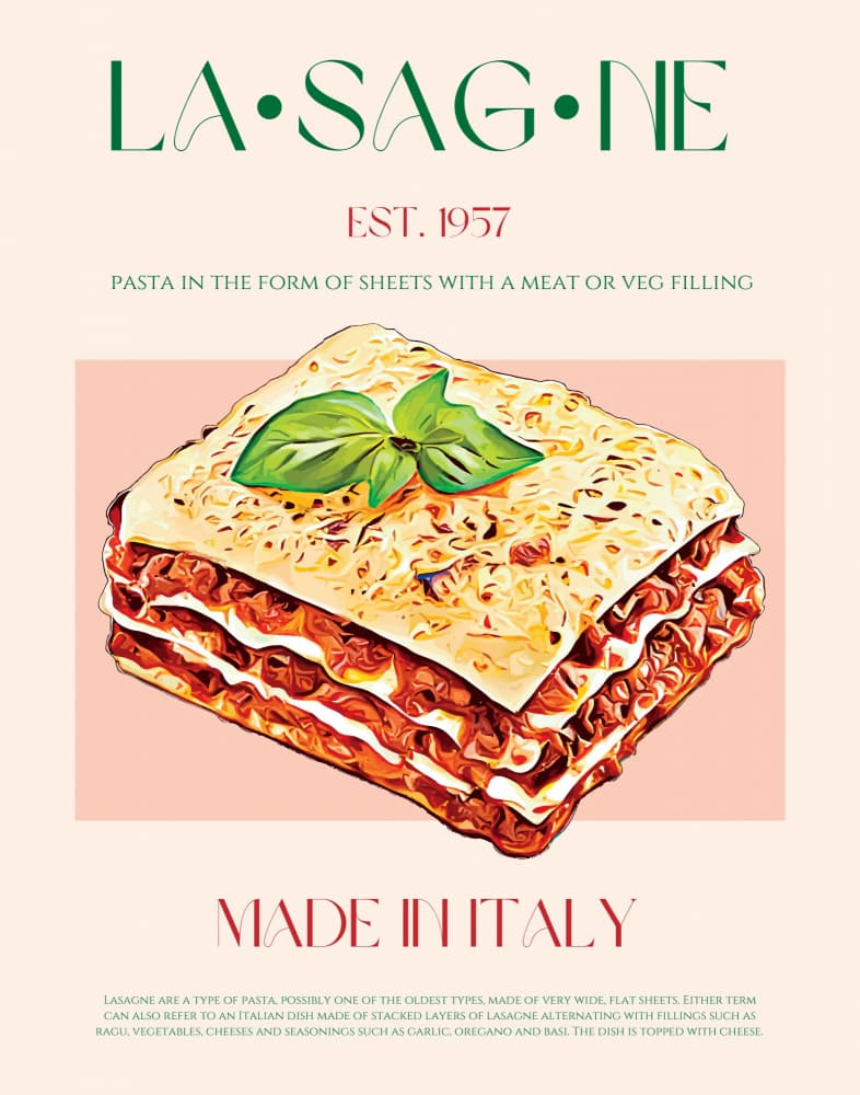 Italian Lasagna Delight by Nazma Khokhar — canvas wall art