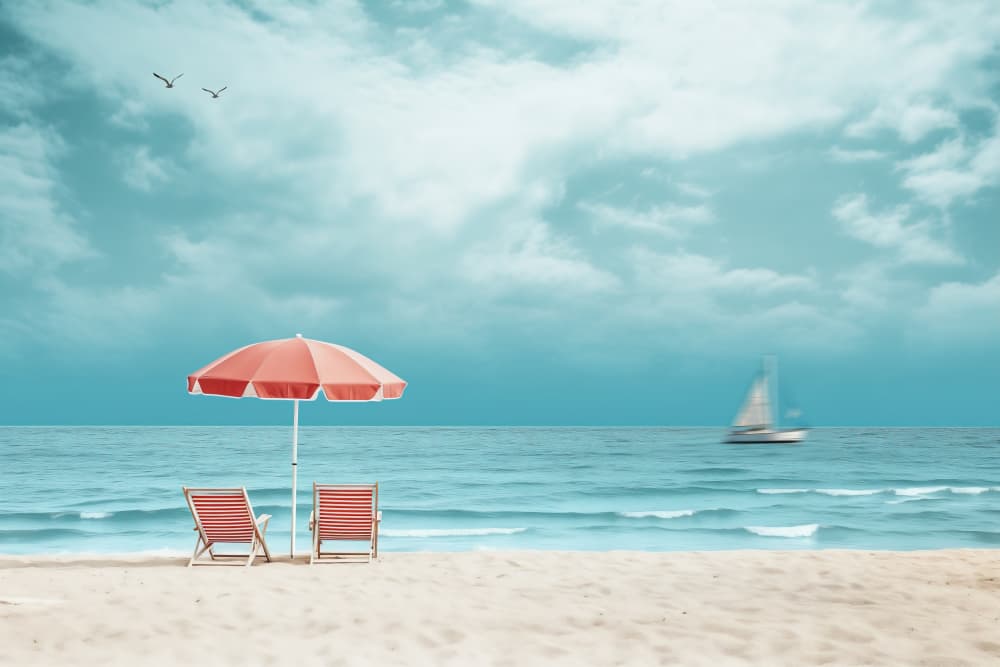 Dreamy Beach Umbrella by Hosam.Karara — canvas wall art