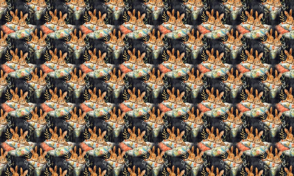 Whimsical Forest Bunnies by Justyna Jaszke — canvas wall art