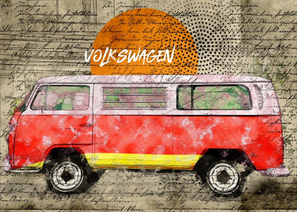 Retro Camper Van by Lembayung senja studio [Vintage Poster] — canvas wall art