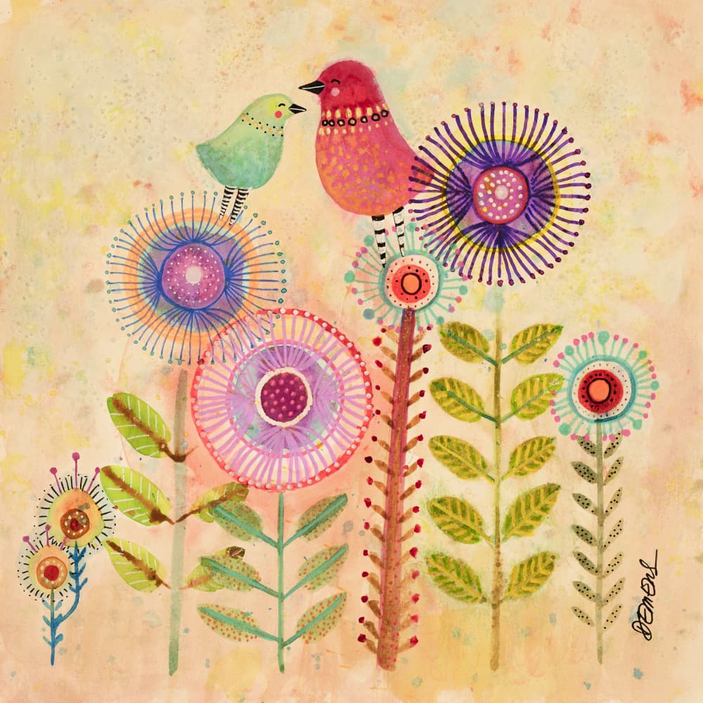 Happy Garden Birds by Sylvie Demers — canvas wall art