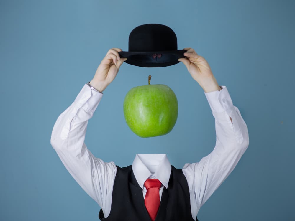 Gentleman with Apple by Michael Allmaier — canvas wall art