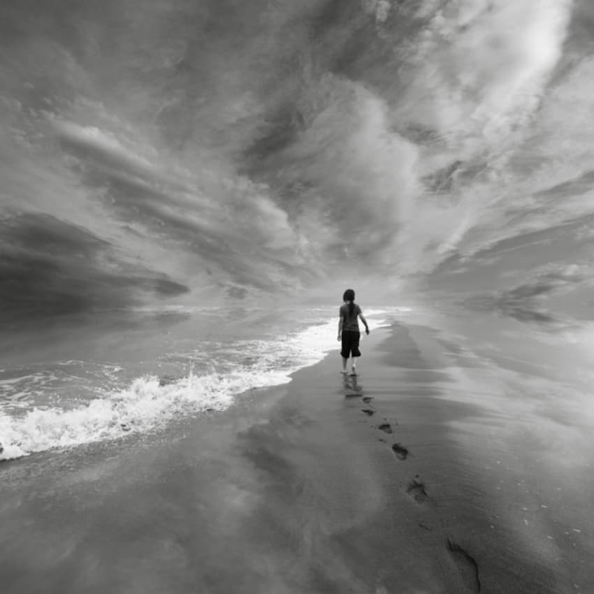 Child's Journey on Beach by Floriana Barbu — canvas wall art
