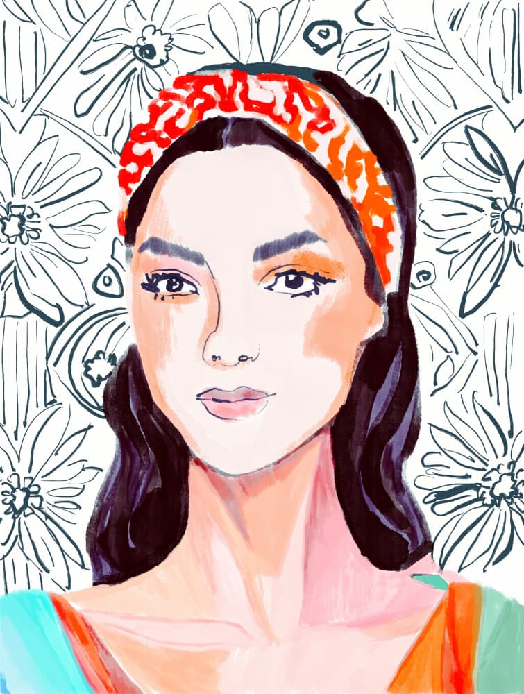 Stylish Woman Floral Art by Beate Tubach — canvas wall art