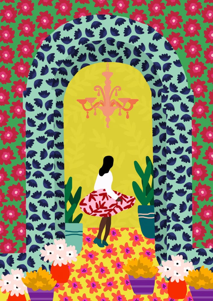 Floral Portal Girl by Rafaela Mascaro — canvas wall art