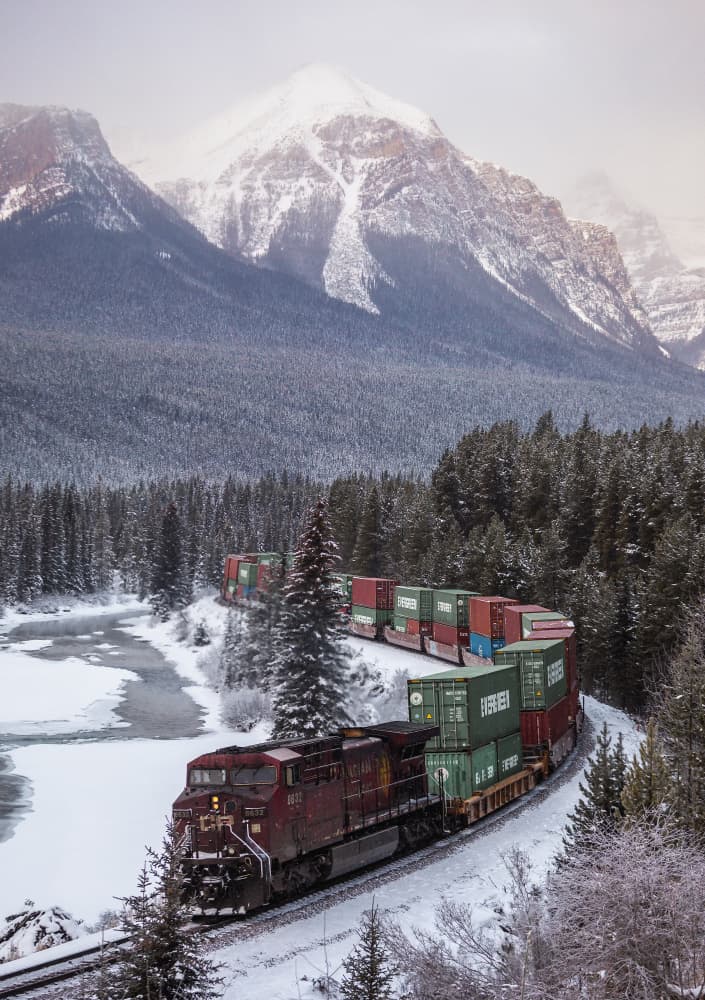 Snowy Mountain Train by Herbert Rong — canvas wall art