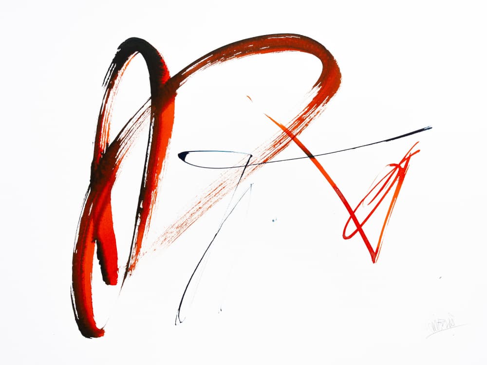 Dynamic Red Black Strokes by Mette Rix — canvas wall art