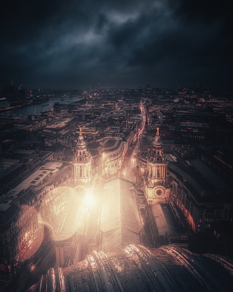 London Cathedral Night by David George — canvas wall art