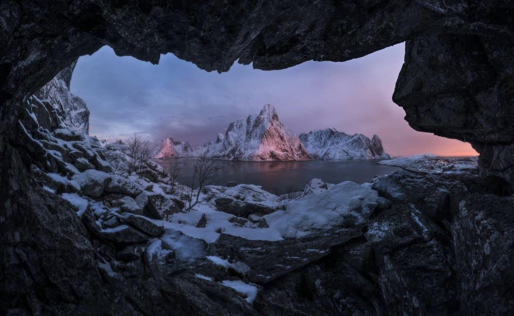 Snowy Fjord Cave by Carlos Gonzalez — canvas wall art