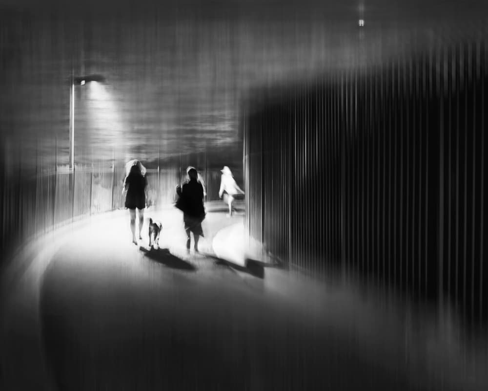 Blurred Night Figures by Leah Guo — canvas wall art