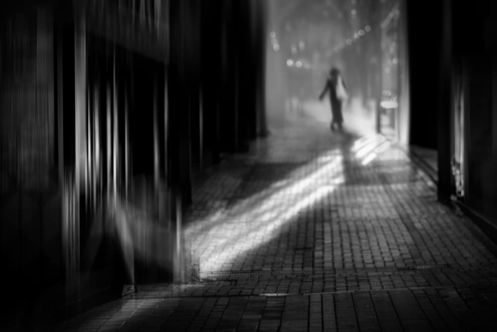 Lone Figure in Hallway by Teruhiko Tsuchida — canvas wall art