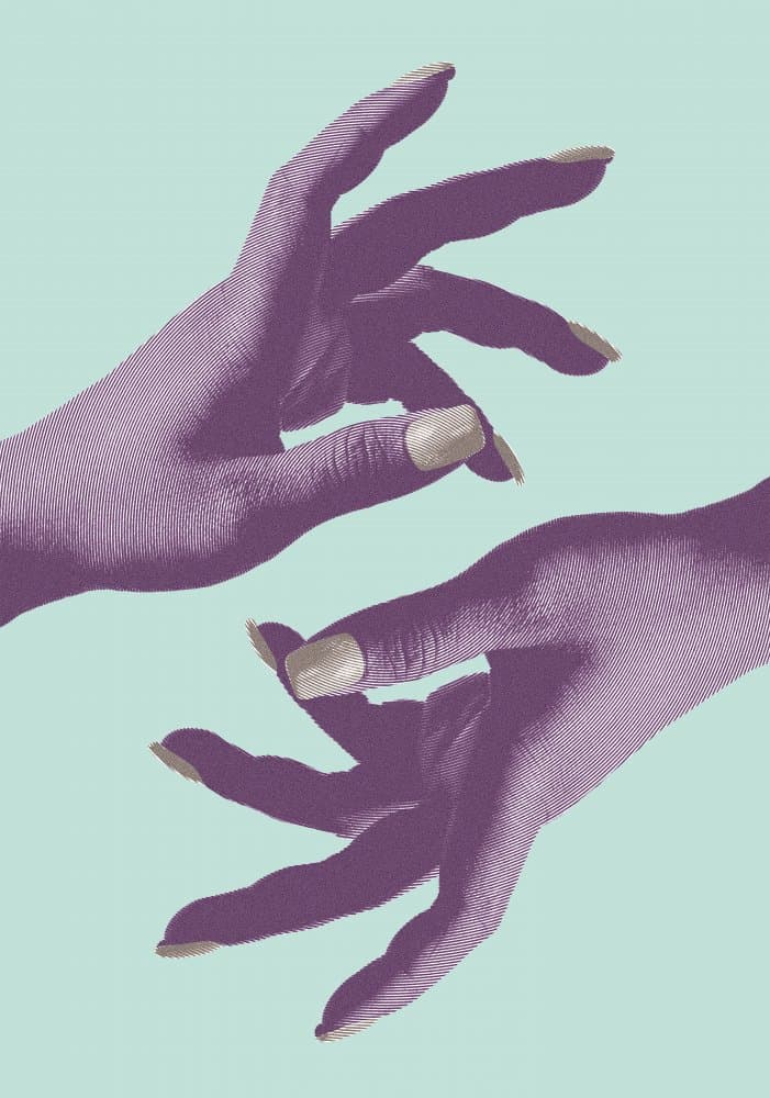 Purple Hands Connection by Pictufy Studio III — canvas wall art