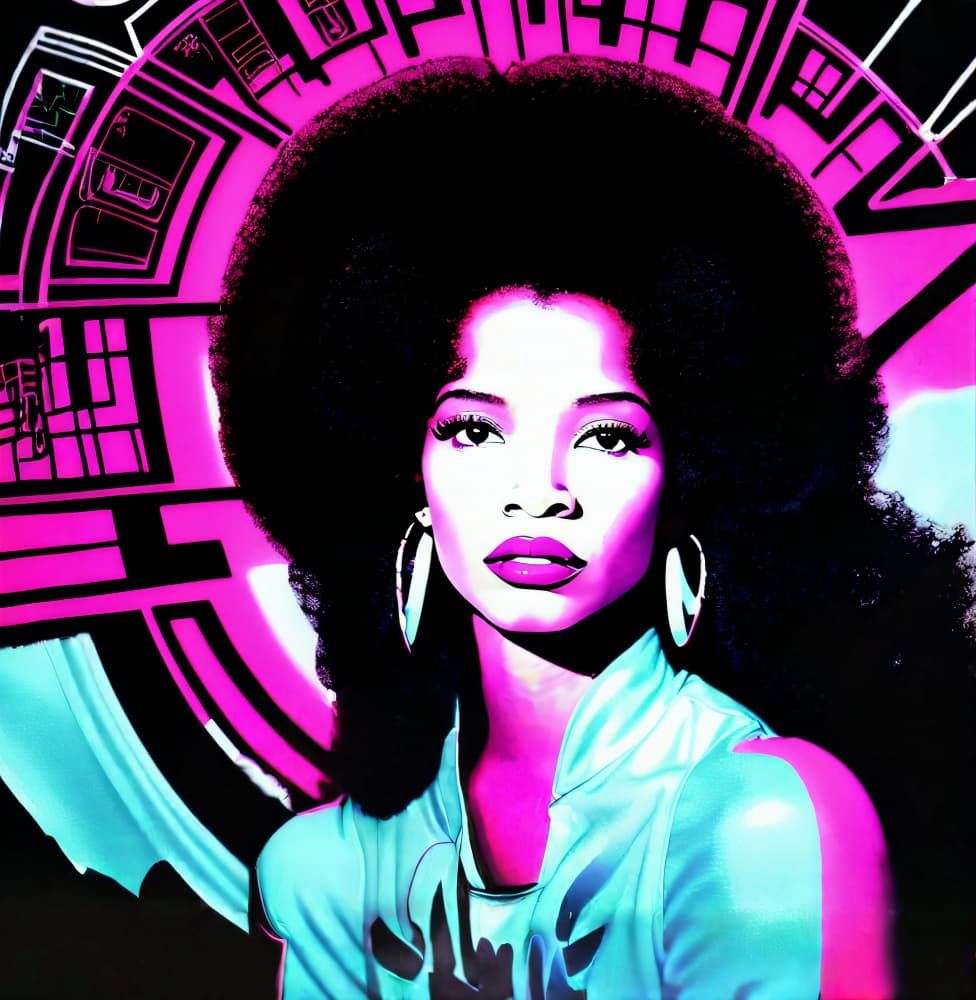 Neon Pink Afro Woman by Cicero Spin — canvas wall art