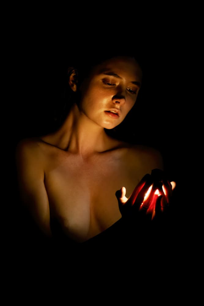 Woman With Warm Glow by Jack Ou — canvas wall art