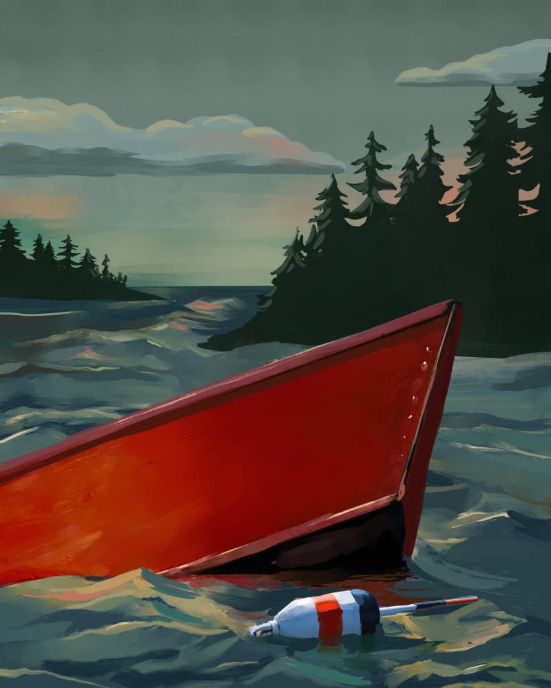 Moody Lake Boat by The Whiskey Ginger — canvas wall art