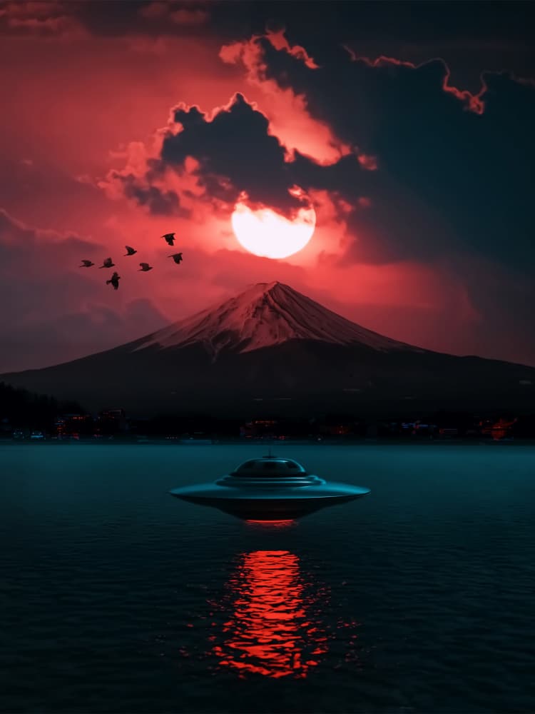 UFO Mountain Sunset by Ritvik takkar — canvas wall art