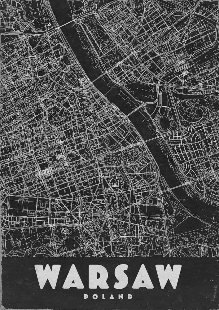 Modern Warsaw Map by Nicholas — canvas wall art