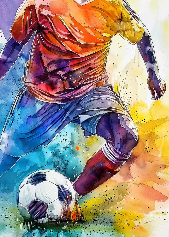 Vibrant Soccer Action by Justyna Jaszke — canvas wall art