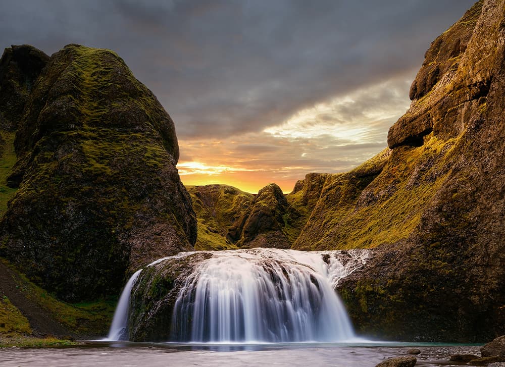 Golden Canyon Waterfall by Keller — canvas wall art